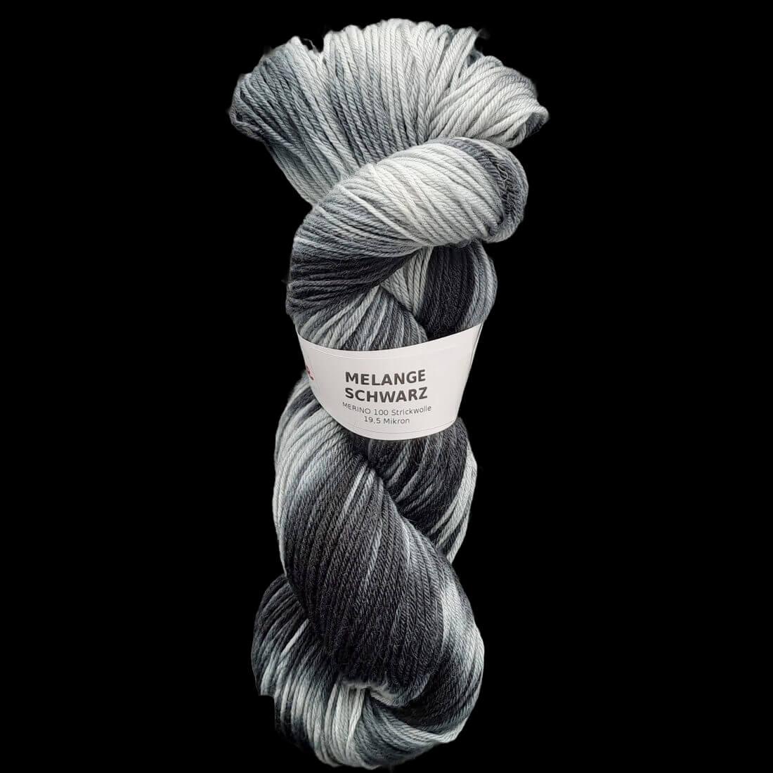 Merino 100 "MELANGE SCHWARZ" | 4-fädig | 100g | handgefärbt | 011