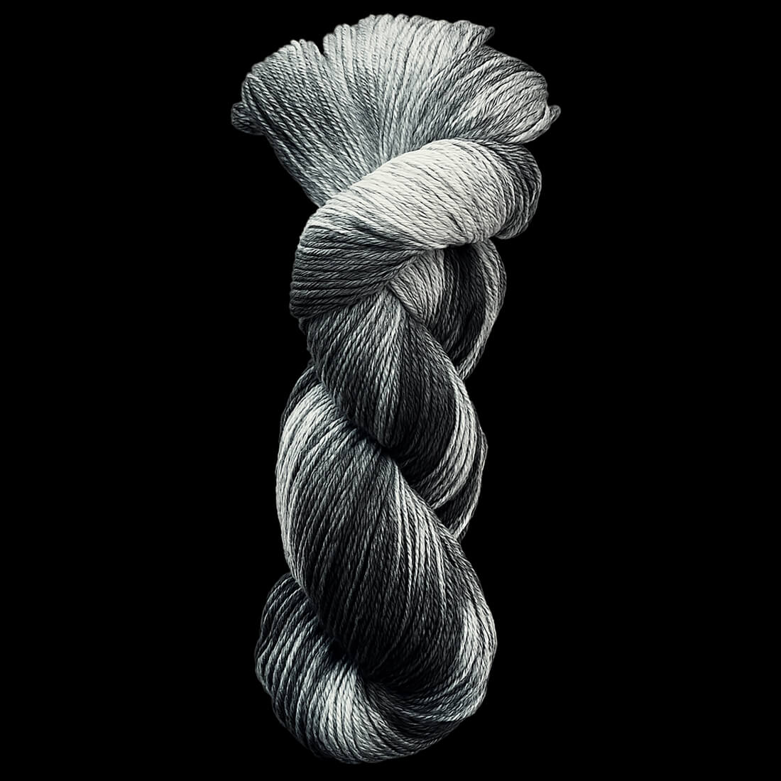 Merino 100 "MELANGE SCHWARZ" | 4-fädig | 100g | handgefärbt | 011