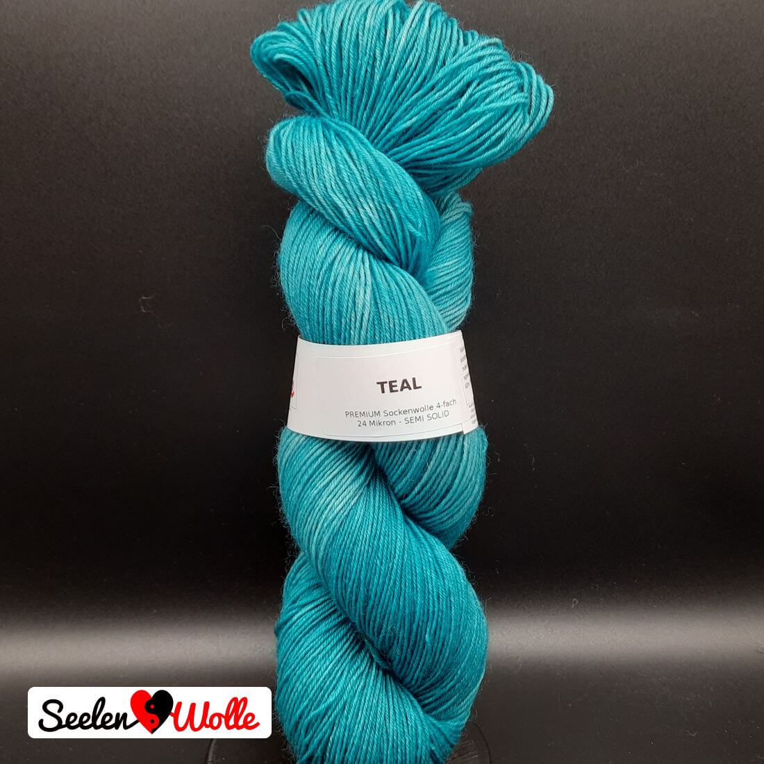 Sockenwolle PREMIUM "TEAL" | 4-fädig | 100g | handgefärbt