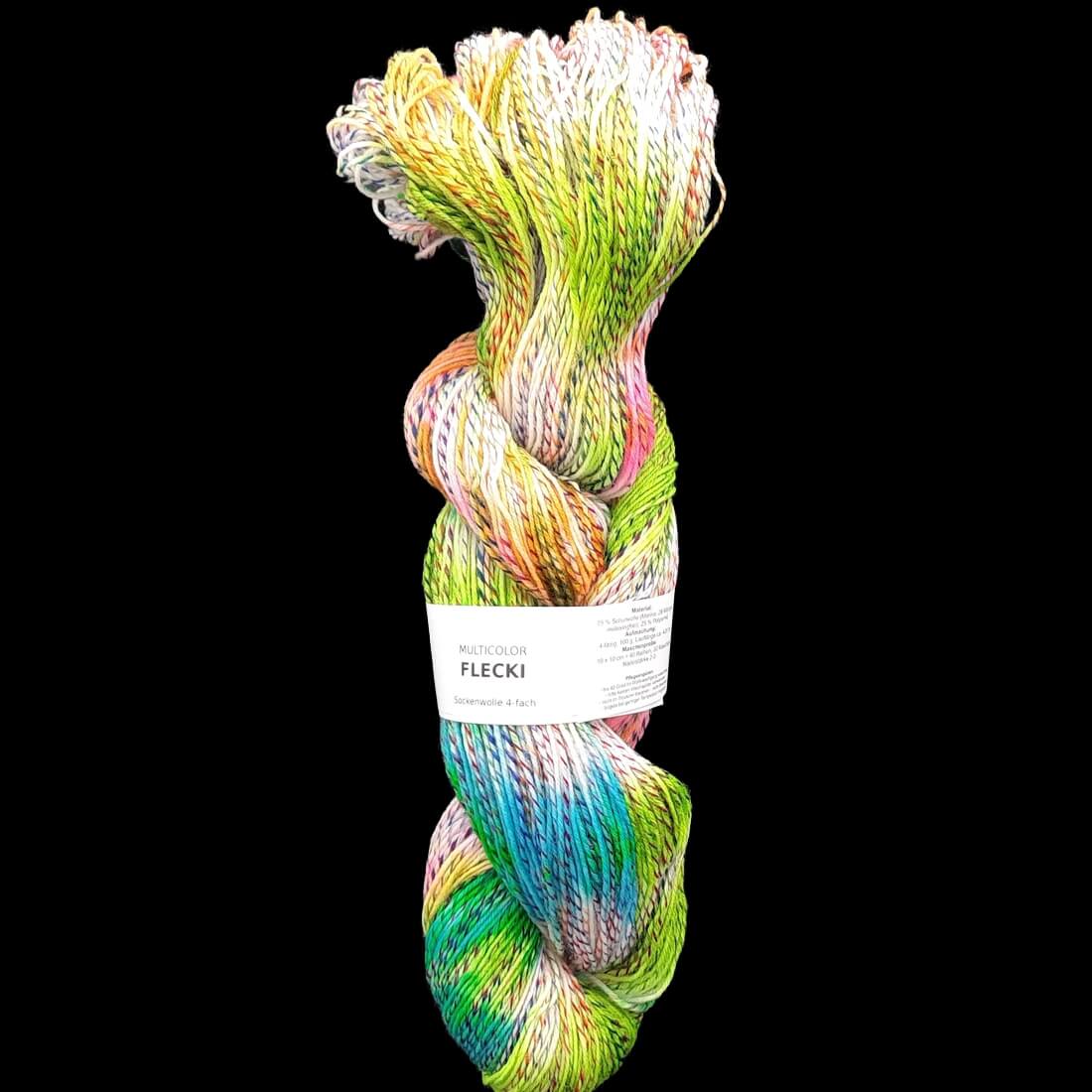 Sockenwolle MULTICOLOR "FLECKI" | 4-fädig | 100g | handgefärbt