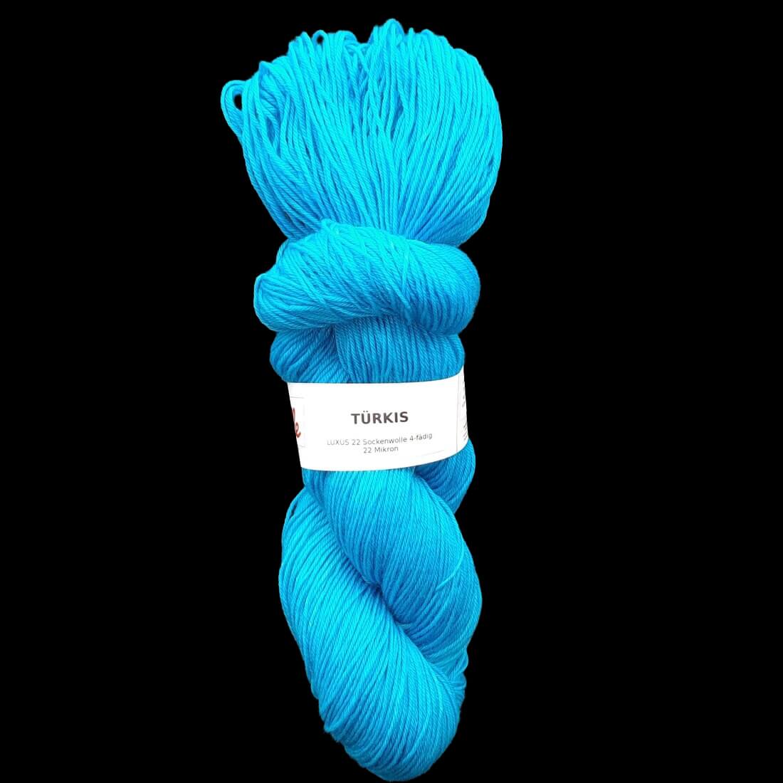 Sockenwolle LUXUS 22 "TÜRKIS" | 4-fädig | 100g | handgefärbt | B216