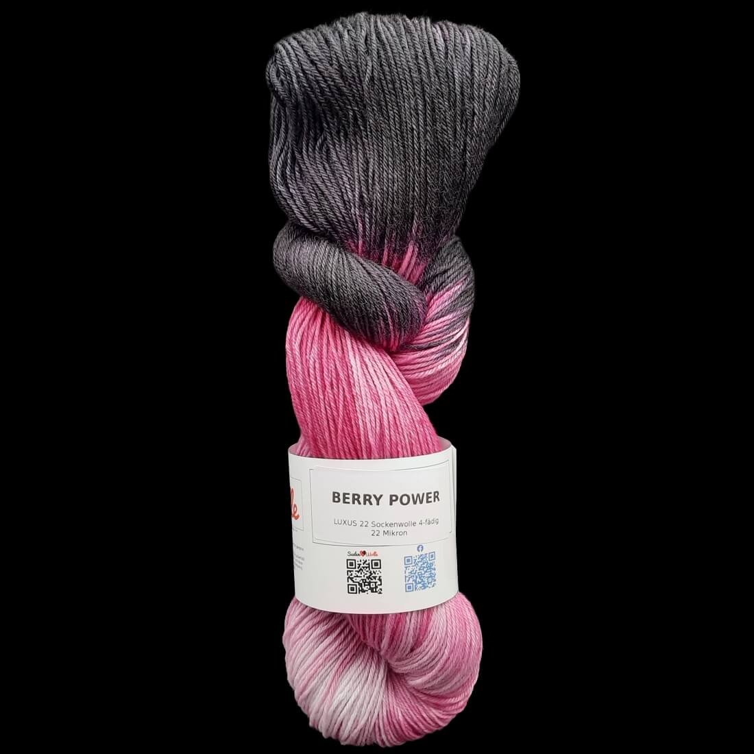 Sockenwolle LUXUS 22 "BERRY POWER" | 4-fädig | 100g | handgefärbt