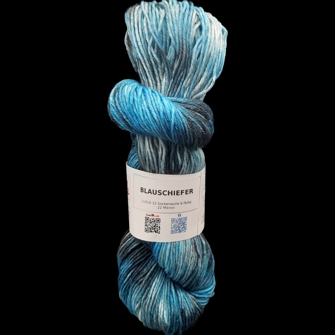 Sockenwolle LUXUS 22 "BLAUSCHIEFER" | 6-fädig | 100g | handgefärbt