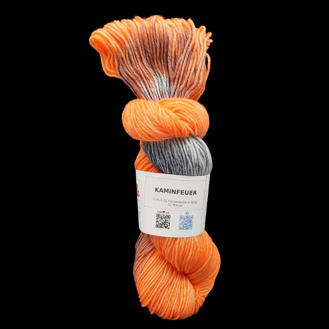 Sockenwolle LUXUS 22 "KAMINFEUER" | 6-fädig | 100g | handgefärbt | 224