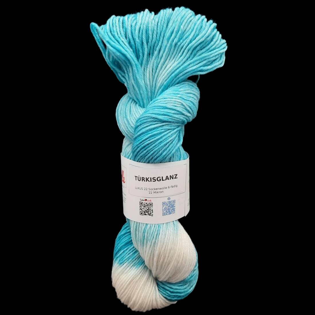 Sockenwolle LUXUS 22 "TÜRKISGLANZ" | 6-fädig | 100g | handgefärbt | 225