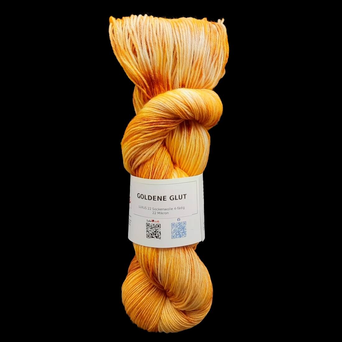 Sockenwolle LUXUS 22 "GOLDENE GLUT" | 4-fädig | 100g | handgefärbt | B227