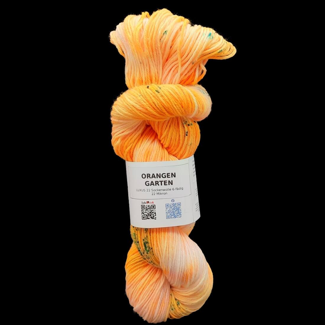 Sockenwolle LUXUS 22 "ORANGENGARTEN" | 6-fädig | 100g | handgefärbt | 229