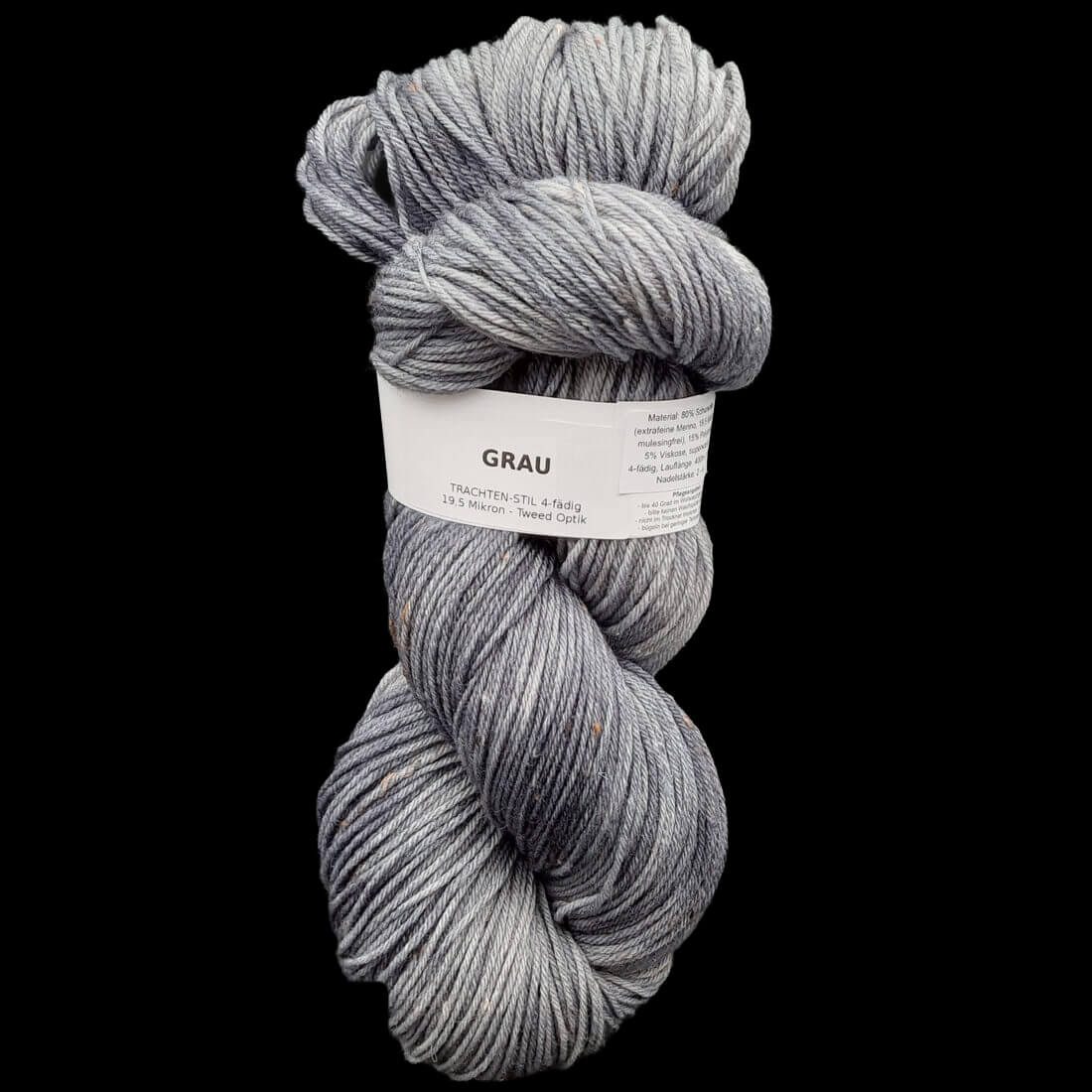 Trachtenwolle "GRAU" | 4-fädig | 100g | handgefärbt | 476