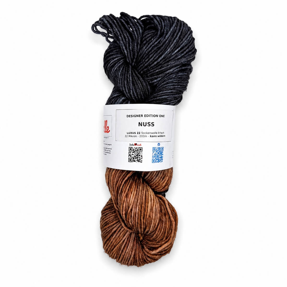 Sockenwolle LUXUS 22 "NUSS" | 8-fädig | 100g | kann wildern – schwarz
