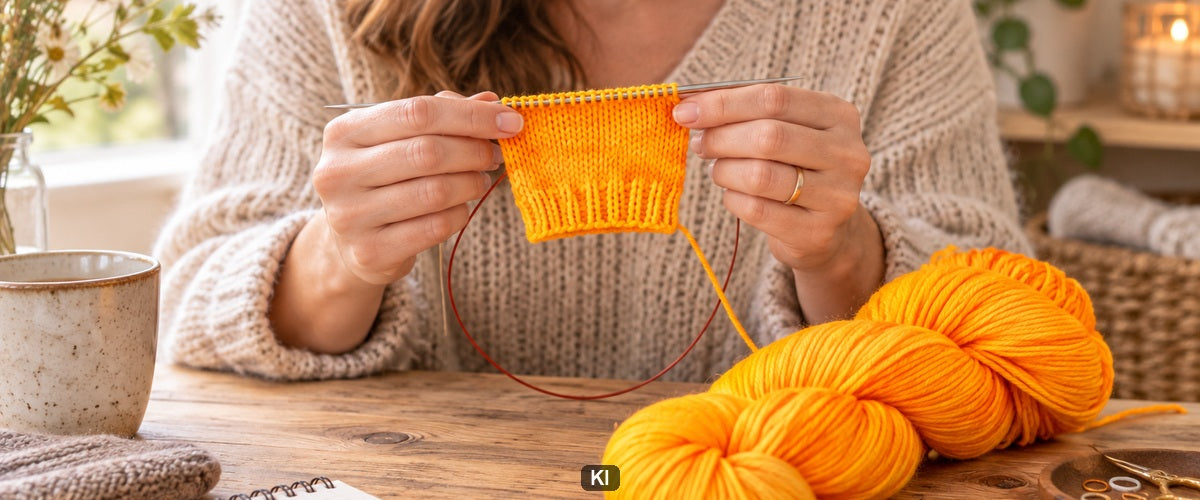 Die Maschenprobe für Socken in Runden stricken