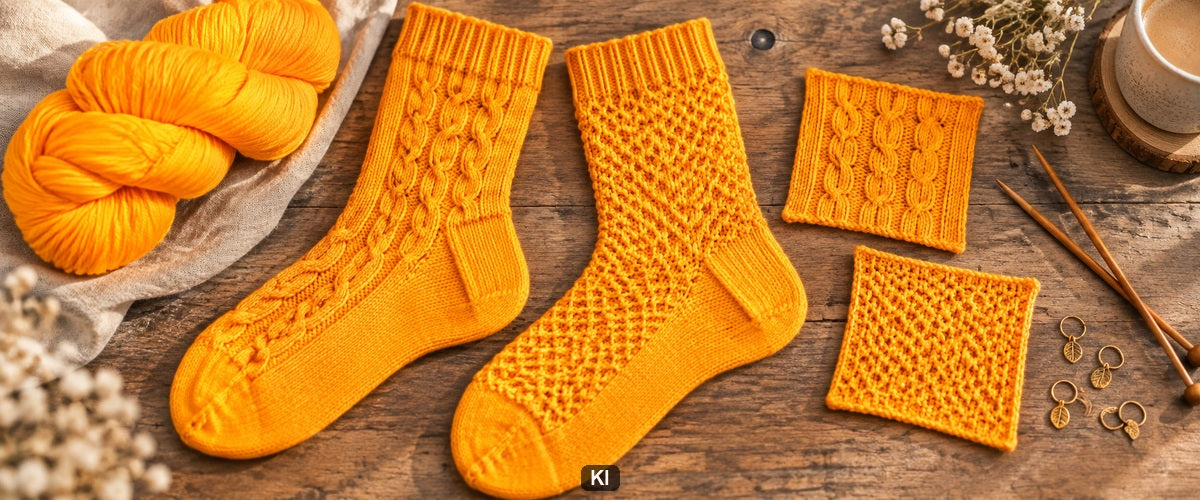Mustersocken umrechnen: Rapport und Weite zusammenbringen