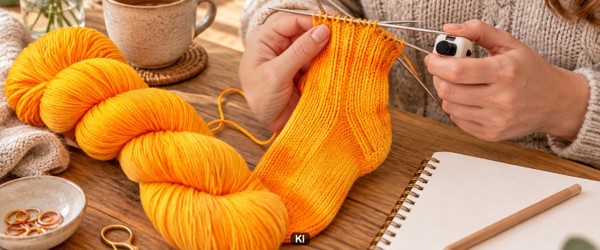 Maschen und Runden an Socken richtig zählen