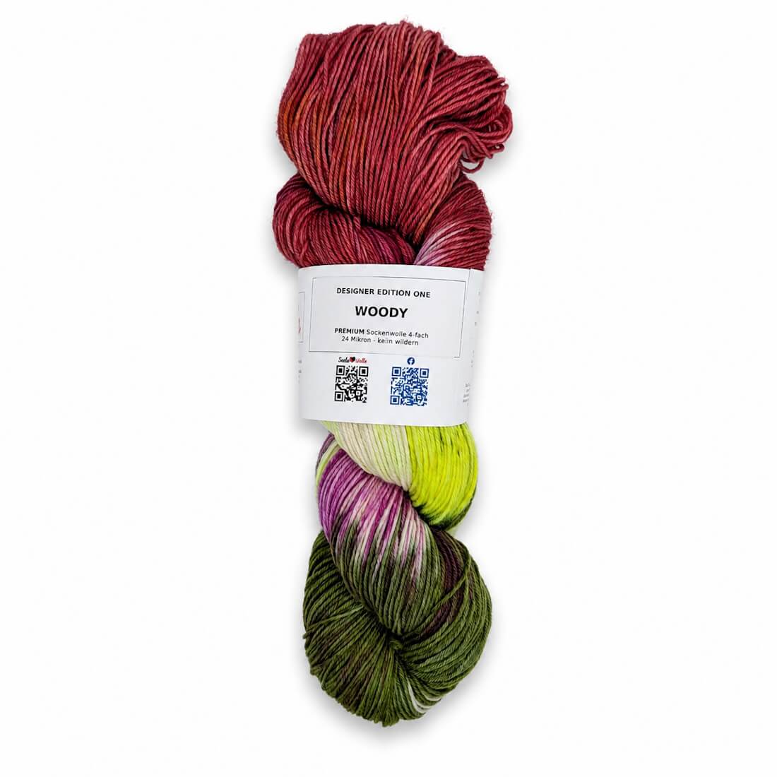 Sockenwolle PREMIUM "WOODY" | 4-fädig | 100g | kann wildern – bordeaux