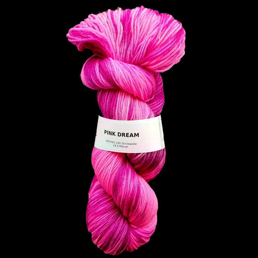 Merino 100 "PINK DREAM" | 4-fädig | 100g | handgefärbt | 009