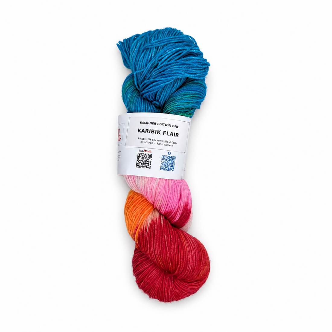 Sockenwolle PREMIUM "KARIBIK FLAIR" | 4-fädig | 100g | kann wildern – türkis