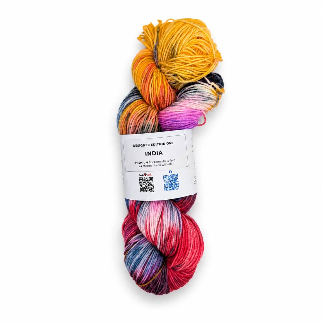 Sockenwolle PREMIUM "INDIA" | 4-fädig | 100g | kann wildern – goldgelb