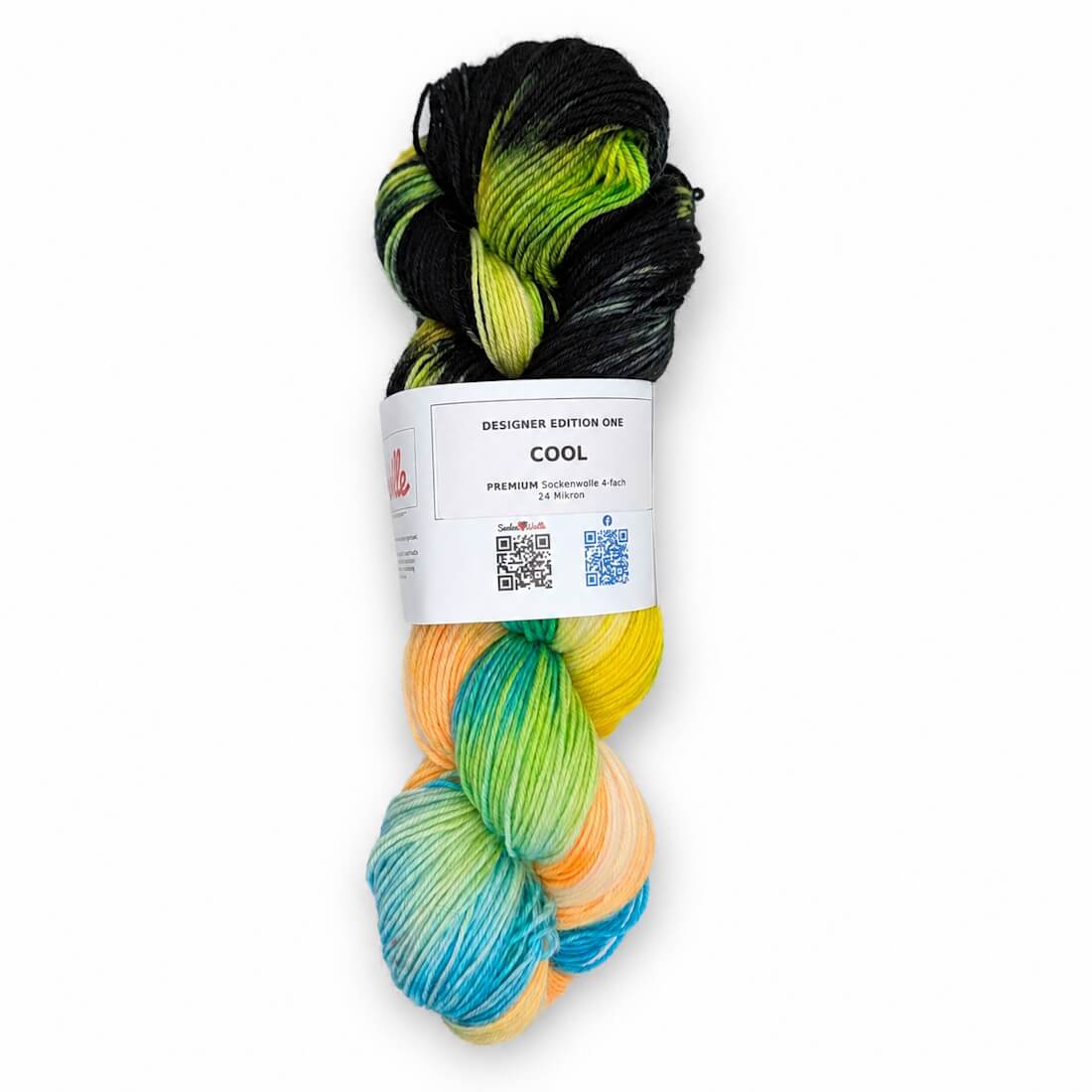 Sockenwolle PREMIUM "COOL" | 4-fädig | 100g | handgefärbt – schwarz