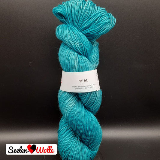 Sockenwolle PREMIUM "TEAL" | 4-fädig | 100g | handgefärbt | 035