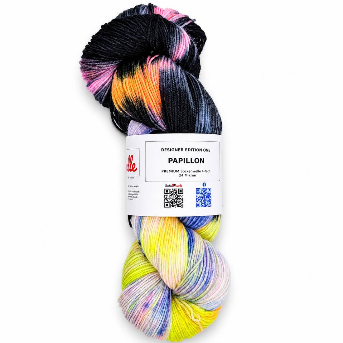 Sockenwolle PREMIUM "PAPILLON" | 4-fädig | 100g | handgefärbt – schwarz