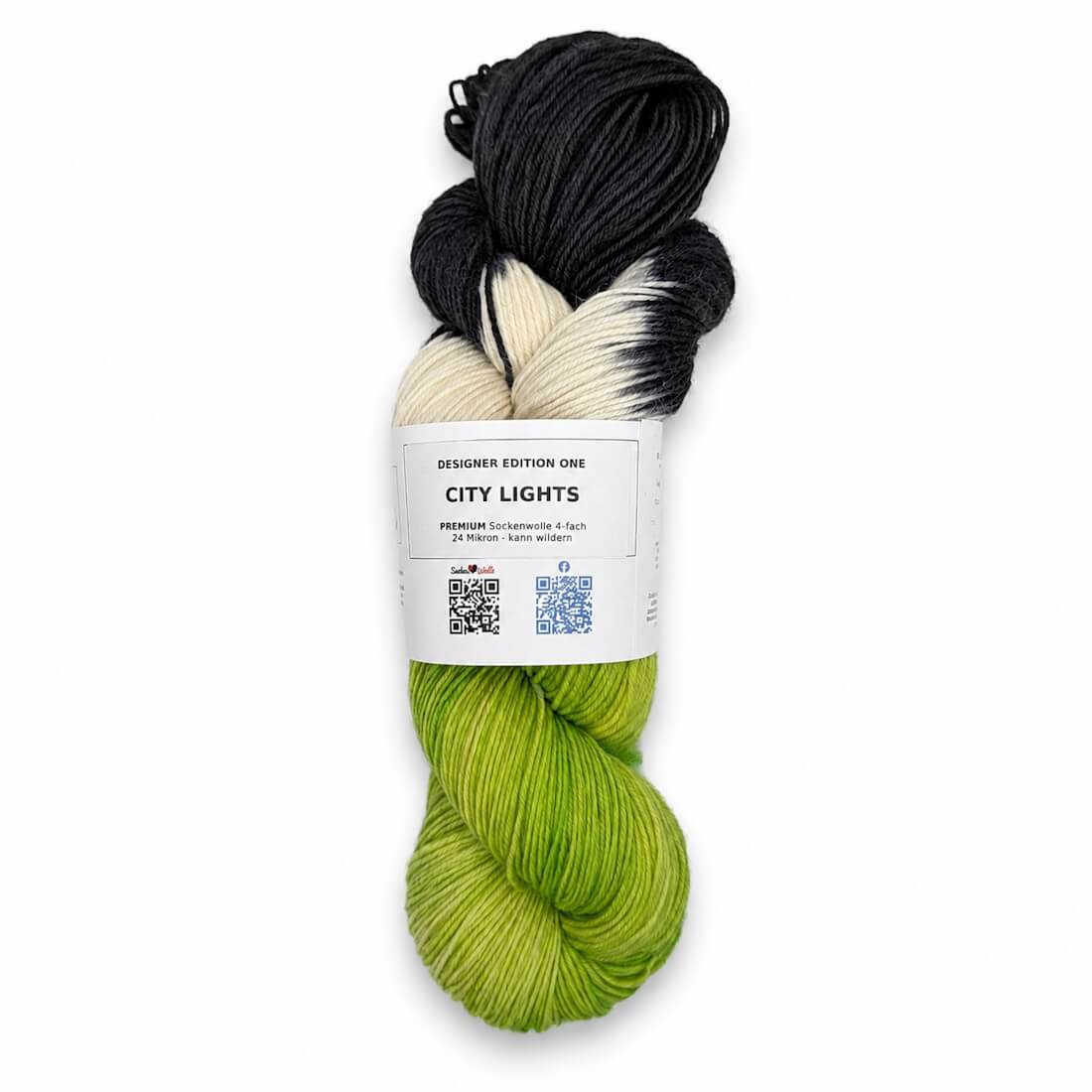 Sockenwolle PREMIUM "CITY LIGHTS" | 4-fädig | 100g | kann wildern – schwarz