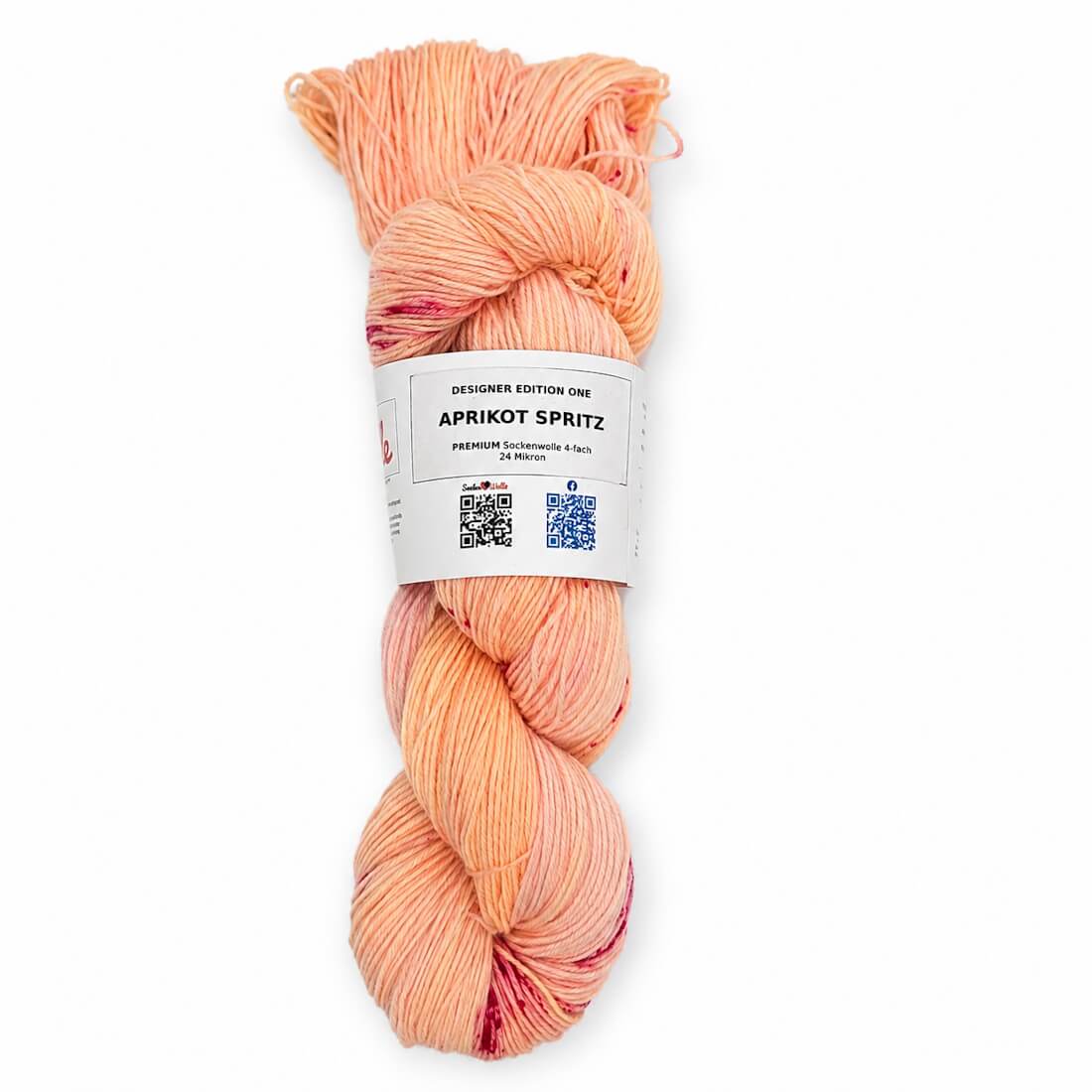 Sockenwolle PREMIUM "APRIKOT SPRITZ" | 4-fädig | 100g | handgefärbt – aprikot