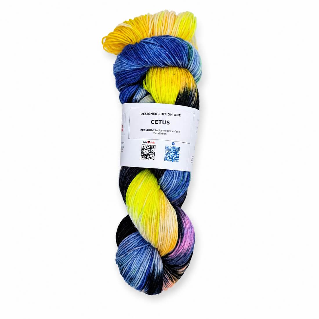 Sockenwolle PREMIUM "CETUS" | 4-fädig | 100g | handgefärbt – sonnengelb