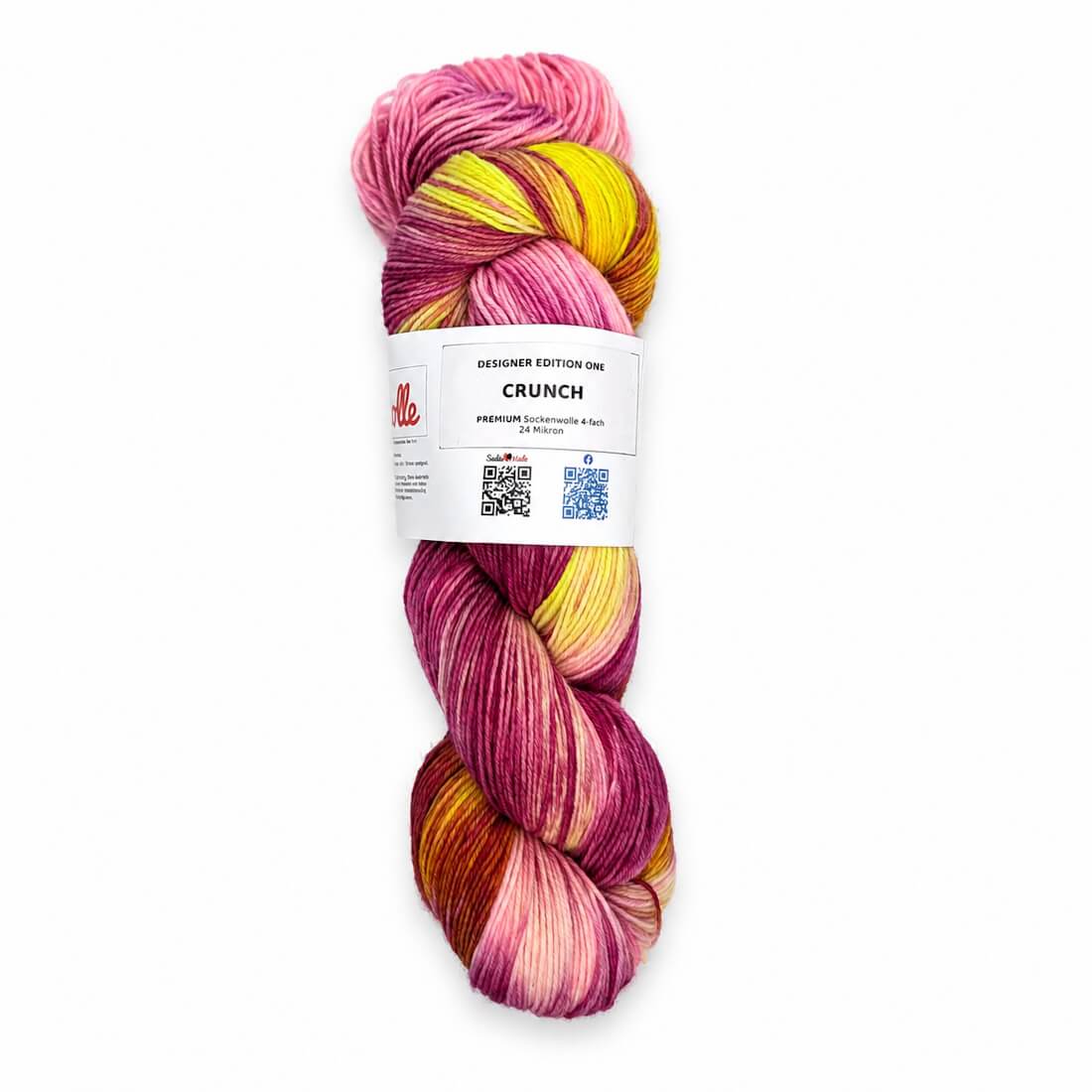 Sockenwolle PREMIUM "CRUNCH" | 4-fädig | 100g | handgefärbt – pink