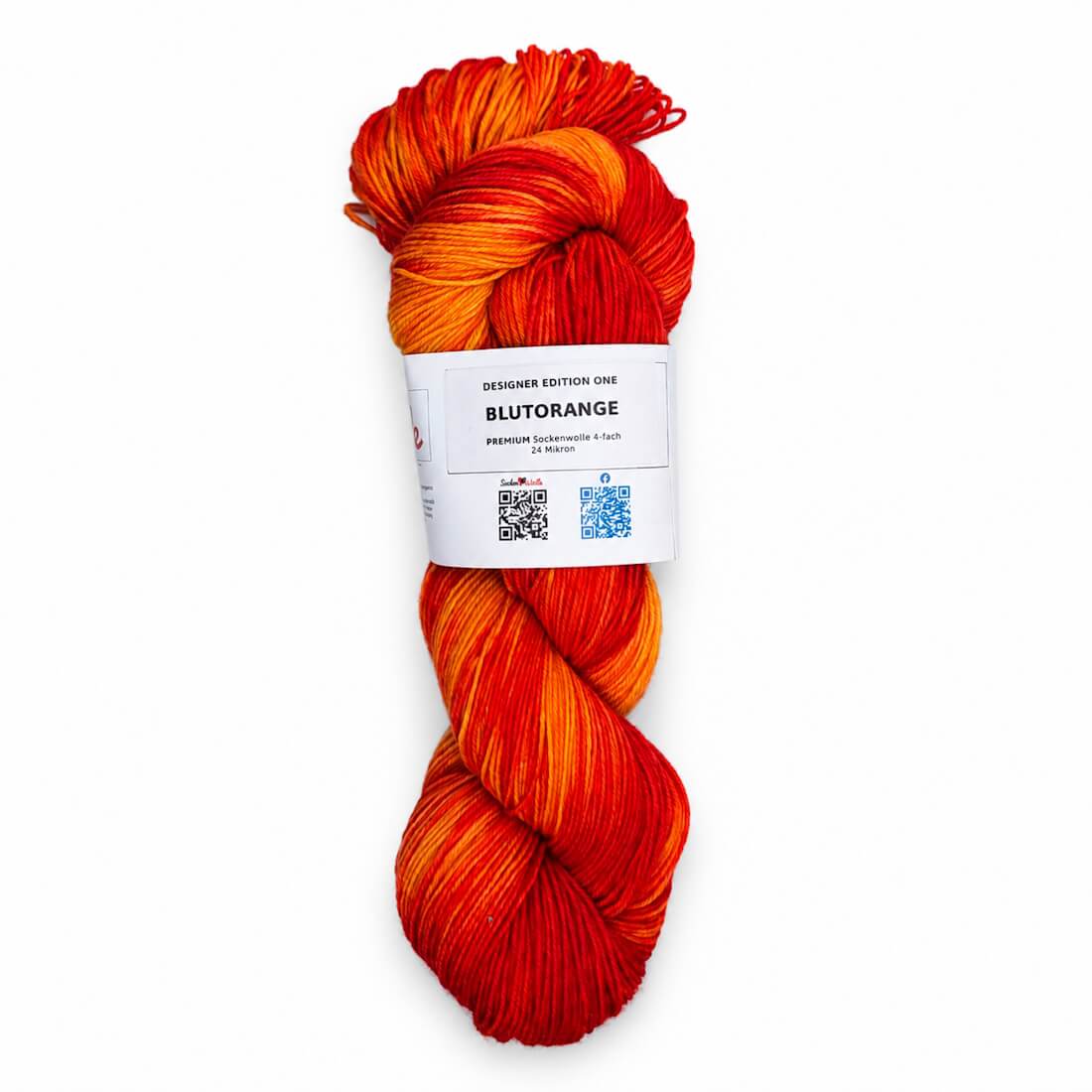 Sockenwolle PREMIUM "BLUTORANGE" | 4-fädig | 100g | handgefärbt – rot