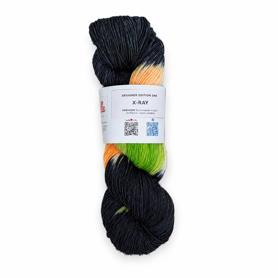 Sockenwolle PREMIUM "X-RAY" | 4-fädig | 100g | kann wildern – schwarz