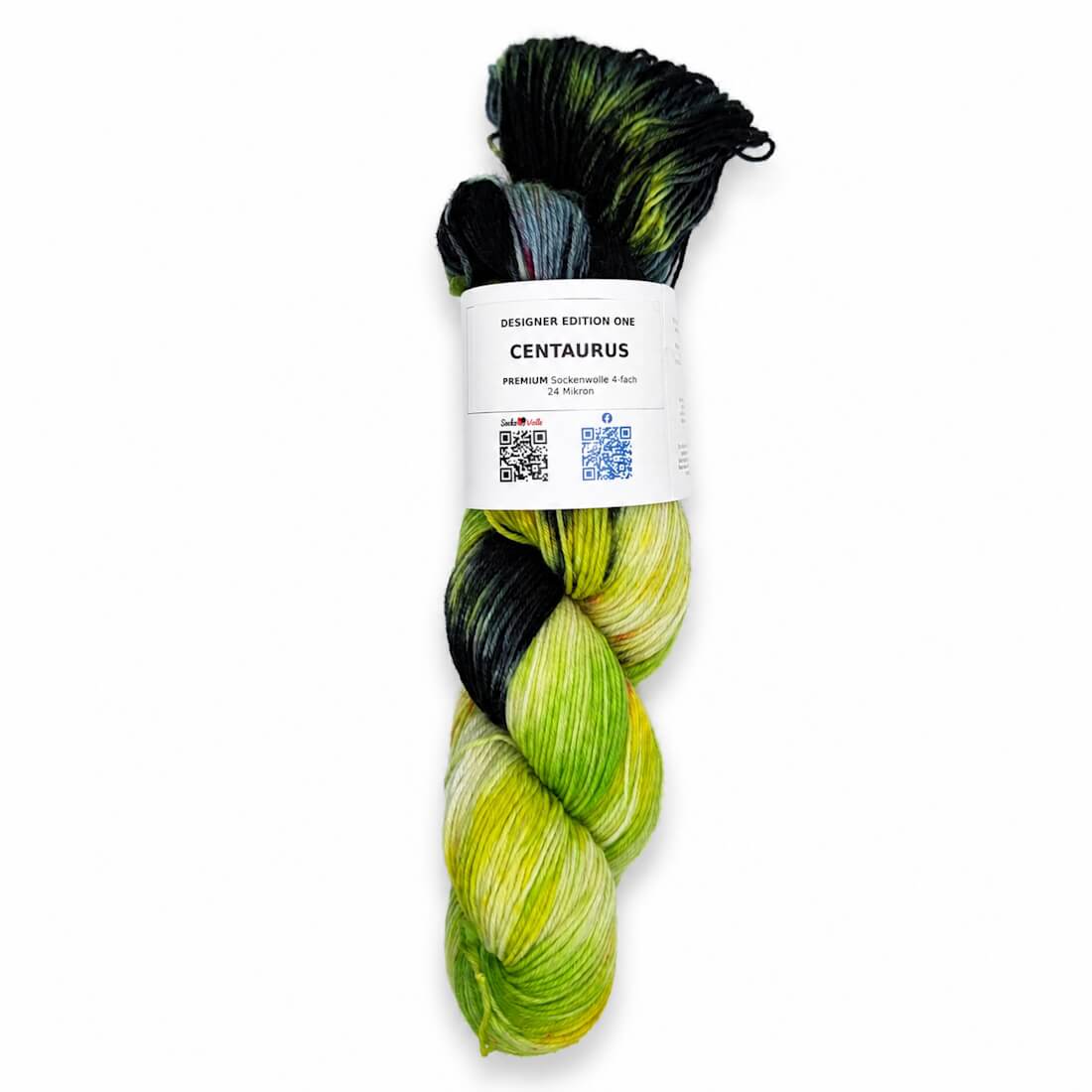 Sockenwolle PREMIUM "CENTAURUS" | 4-fädig | 100g | handgefärbt – schwarz
