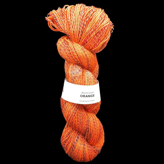 Sockenwolle MULTICOLOR "ORANGE" | 4-fädig | 100g | handgefärbt