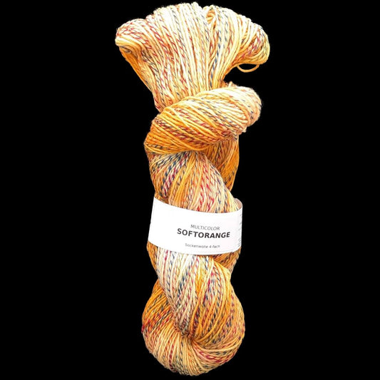 Sockenwolle MULTICOLOR "SOFT ORANGE" | 4-fädig | 100g | handgefärbt