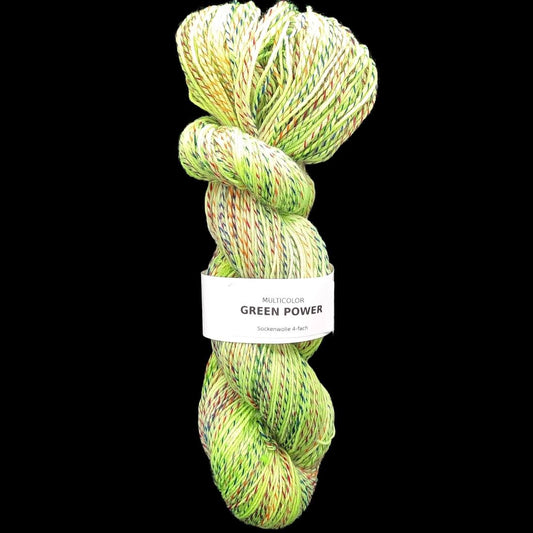 Sockenwolle MULTICOLOR "GREEN POWER" | 4-fädig | 100g | handgefärbt