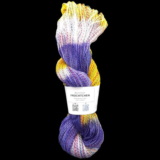 Sockenwolle MULTICOLOR "FRÜCHTCHEN" | 4-fädig | 100g | handgefärbt