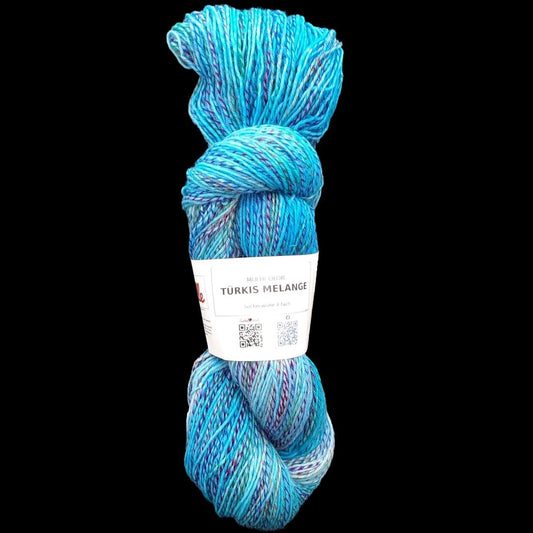 Sockenwolle MULTICOLOR "TÜRKIS MELANGE" | 4-fädig | 100g | handgefärbt