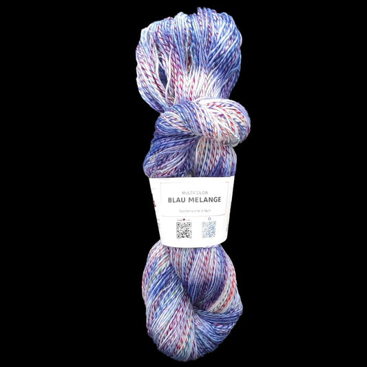 Sockenwolle MULTICOLOR "BLAU MELANGE" | 4-fädig | 100g | handgefärbt