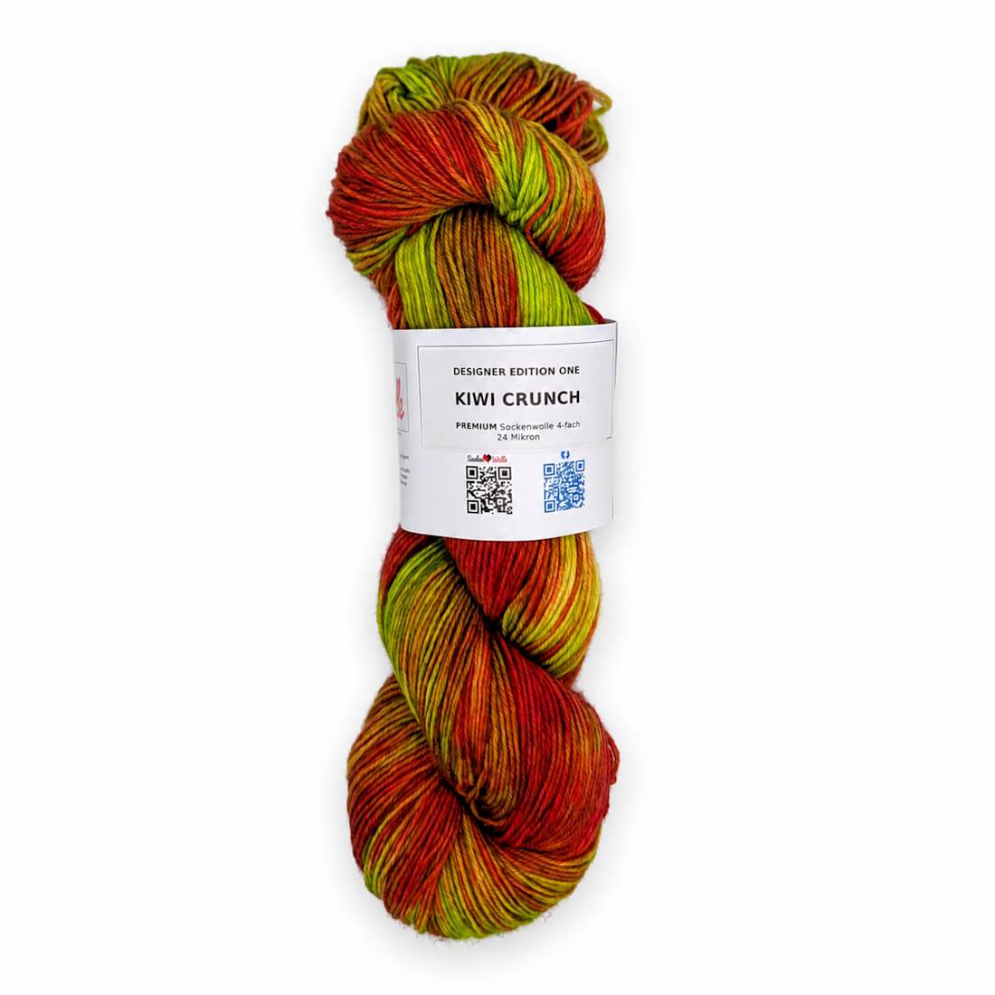 Sockenwolle PREMIUM "KIWI CRUNCH" | 4-fädig | 100g | handgefärbt – orange