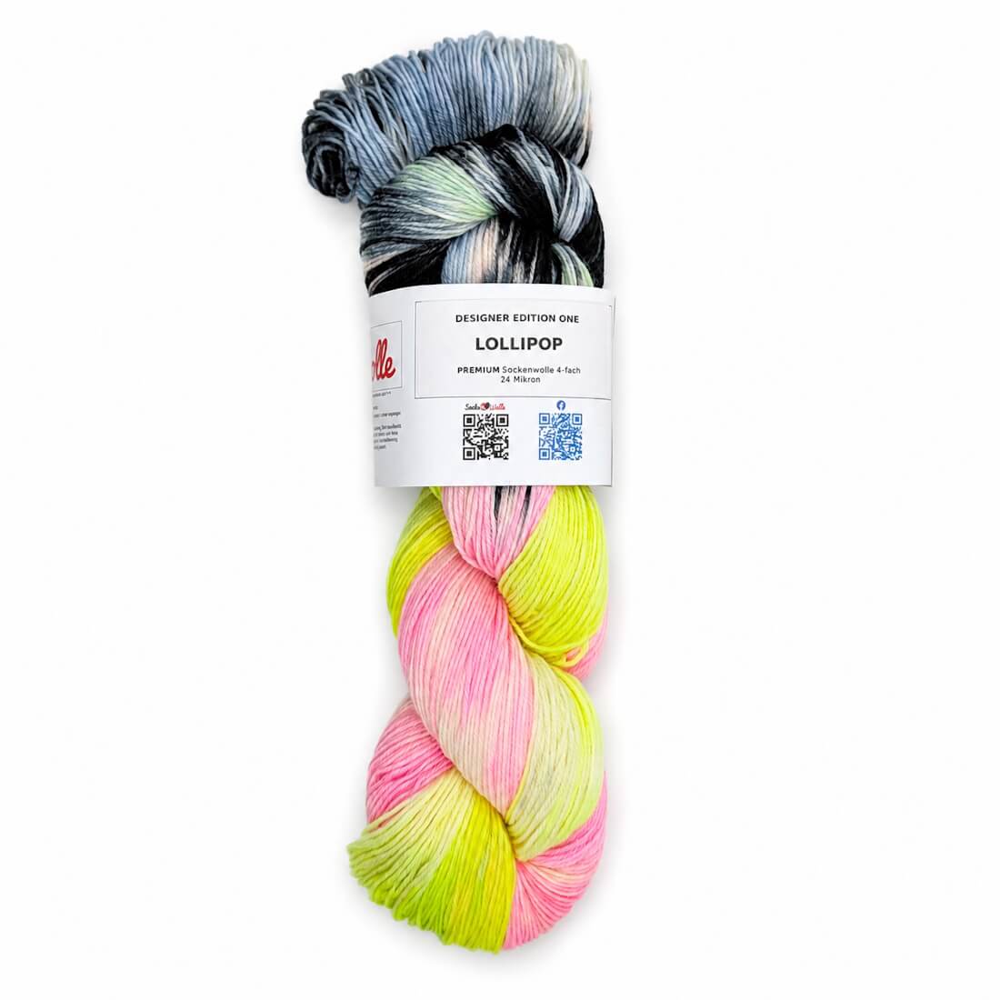Sockenwolle PREMIUM "LOLLIPOP" | 4-fädig | 100g | handgefärbt – hellgrau