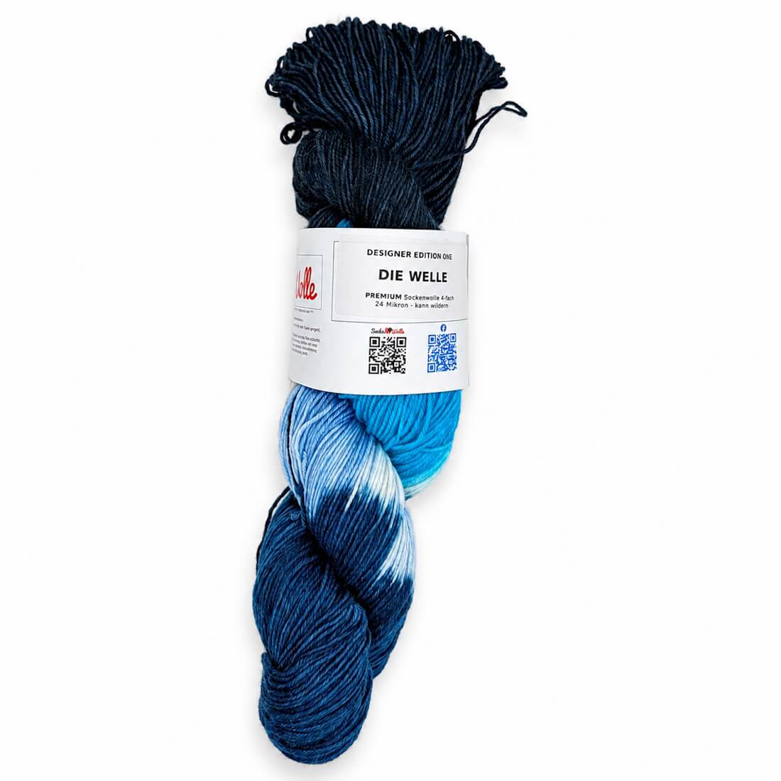 Sockenwolle PREMIUM "DIE WELLE" | 4-fädig | 100g | kann wildern – marineblau