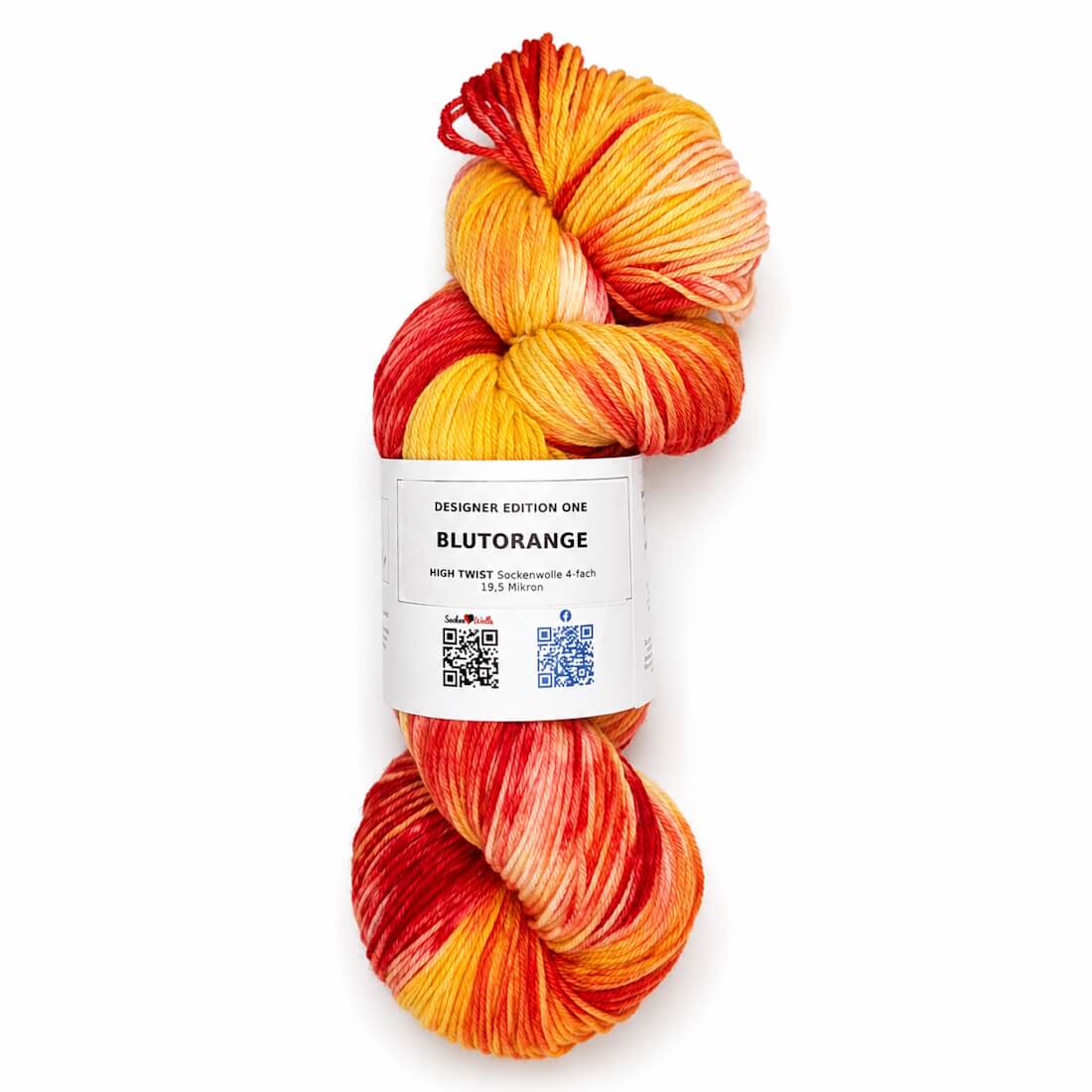 HIGH TWIST Sockenwolle "BLUTORANGE" | 100g | handgefärbt | 128 – orange