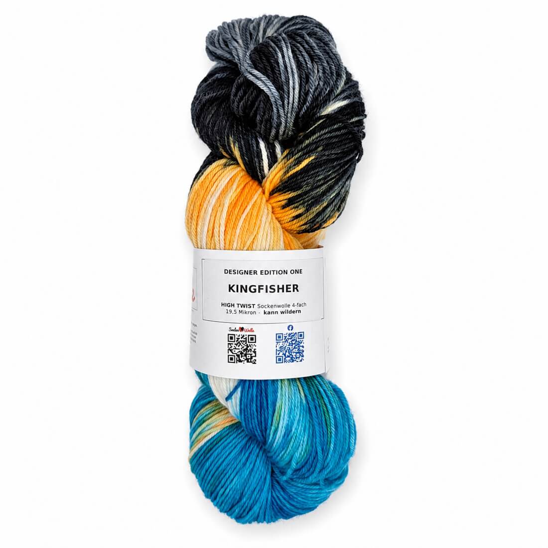 HIGH TWIST Sockenwolle "KINGFISHER" | 100g | kann wildern | 133 – schwarz