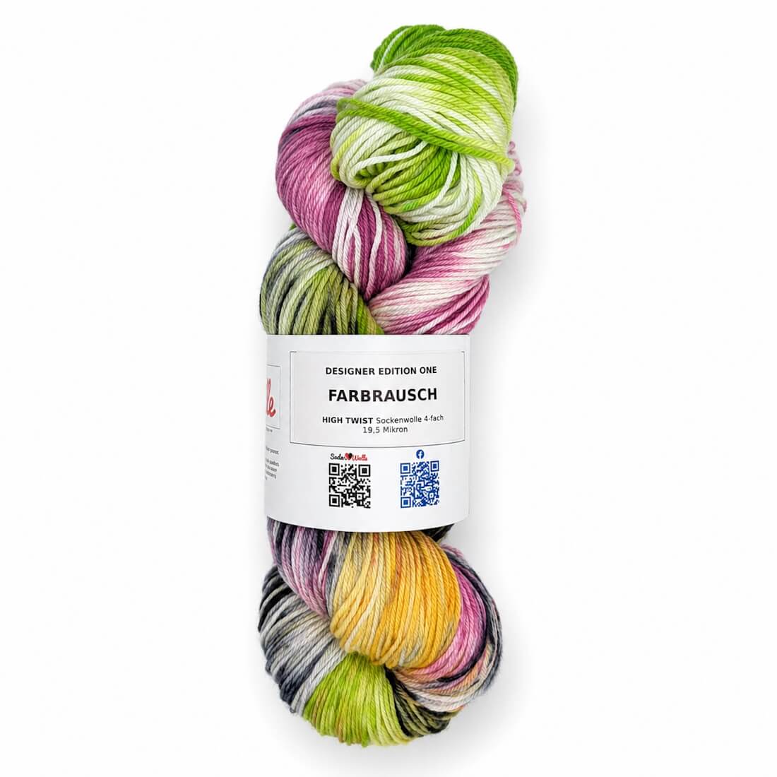 HIGH TWIST Sockenwolle "FARBRAUSCH" | 100g | handgefärbt | 134 – grün