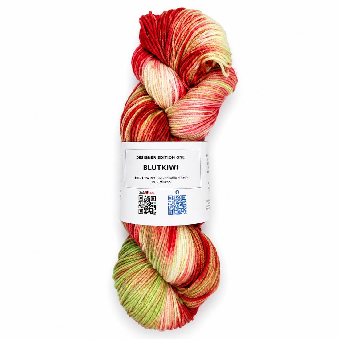 HIGH TWIST Sockenwolle "BLUTKIWI" | 100g | handgefärbt | 136 – rot