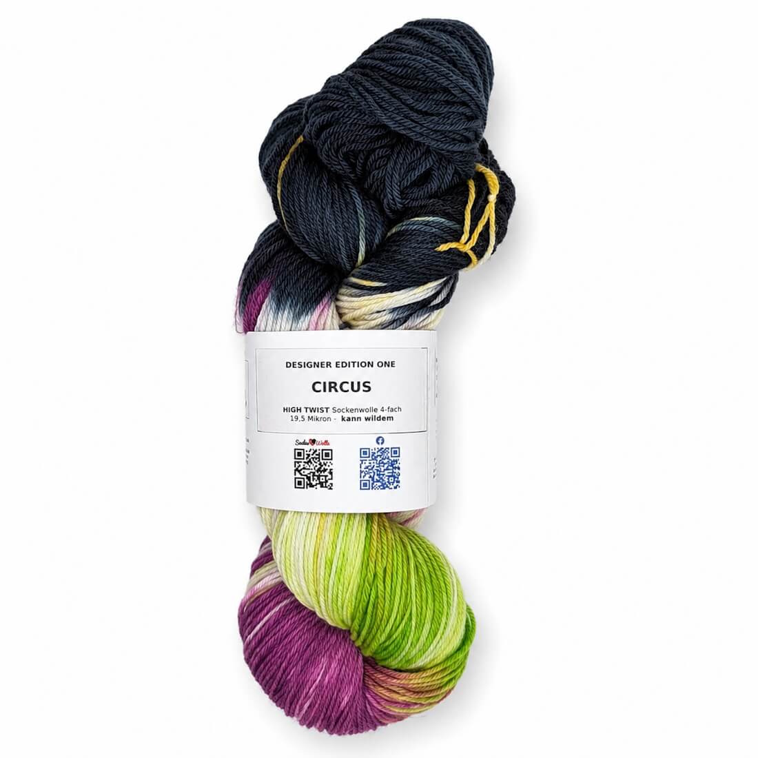 HIGH TWIST Sockenwolle "CIRCUS" | 100g | kann wildern | 137 – schwarz