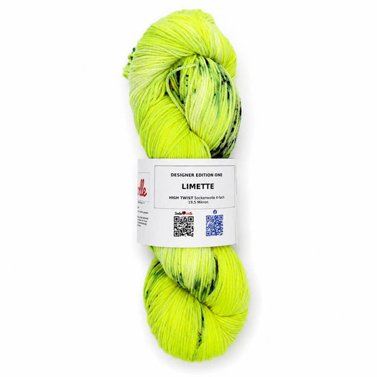 HIGH TWIST Sockenwolle "LIMETTE" | 100g | handgefärbt | 138 – neonlimette