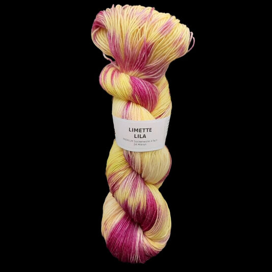 Sockenwolle PREMIUM "LIMETTE LILA" | 4-fädig | 100g | handgefärbt | 027