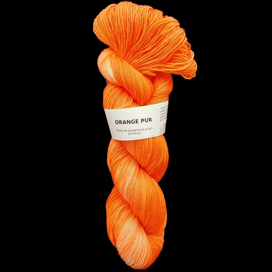Sockenwolle PREMIUM "ORANGE PUR" | 4-fädig | 100g | handgefärbt | 028