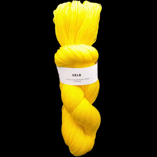 Sockenwolle LUXUS 22 "GELB" | 4-fädig | 100g | handgefärbt | B211