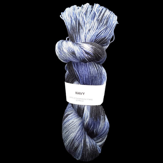 Sockenwolle LUXUS 22 "NAVY" | 4-fädig | 100g | handgefärbt | B217
