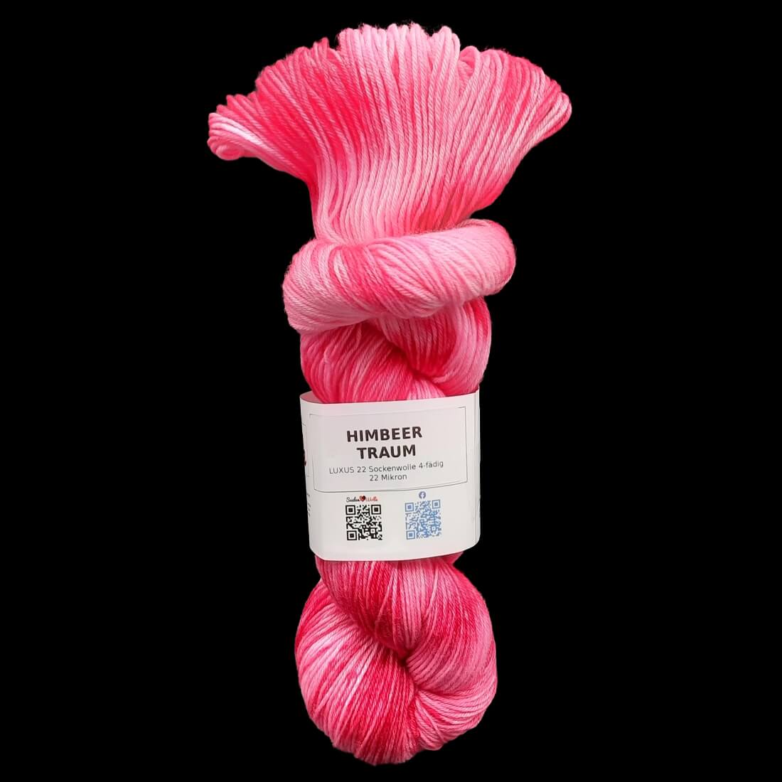 Sockenwolle LUXUS 22 "HIMBEERTRAUM" | 4-fädig | 100g | handgefärbt | B220